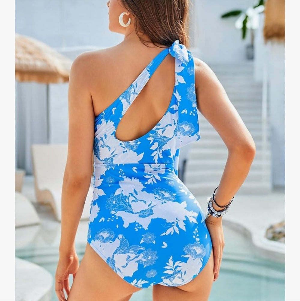 GRACE KARIN Women S Swimsuit One Piece Tummy Control Bathing Suit One Shoulder - Picture 3 of 4